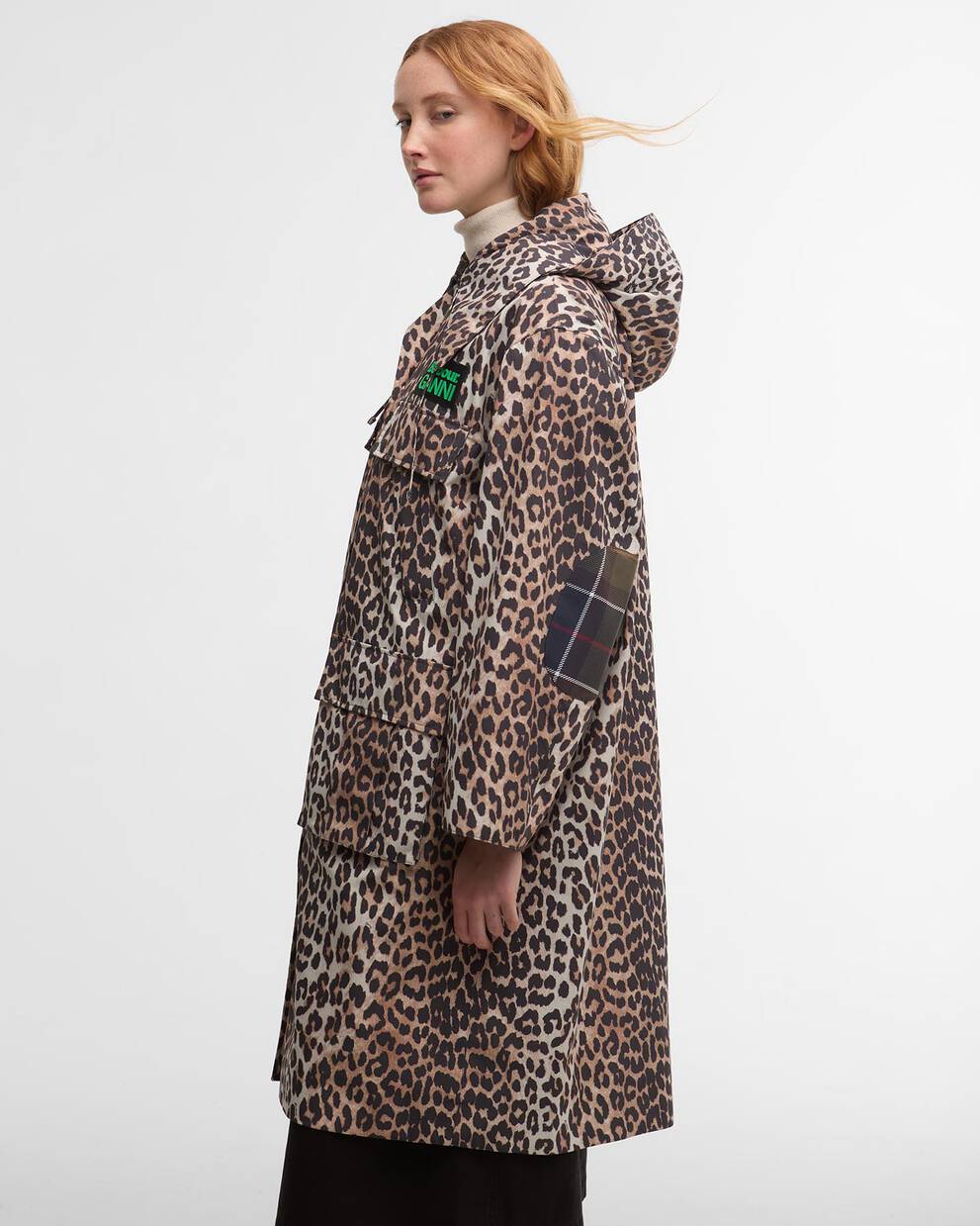 Parka impermeabile con stampa leopardata Barbour x GANNI