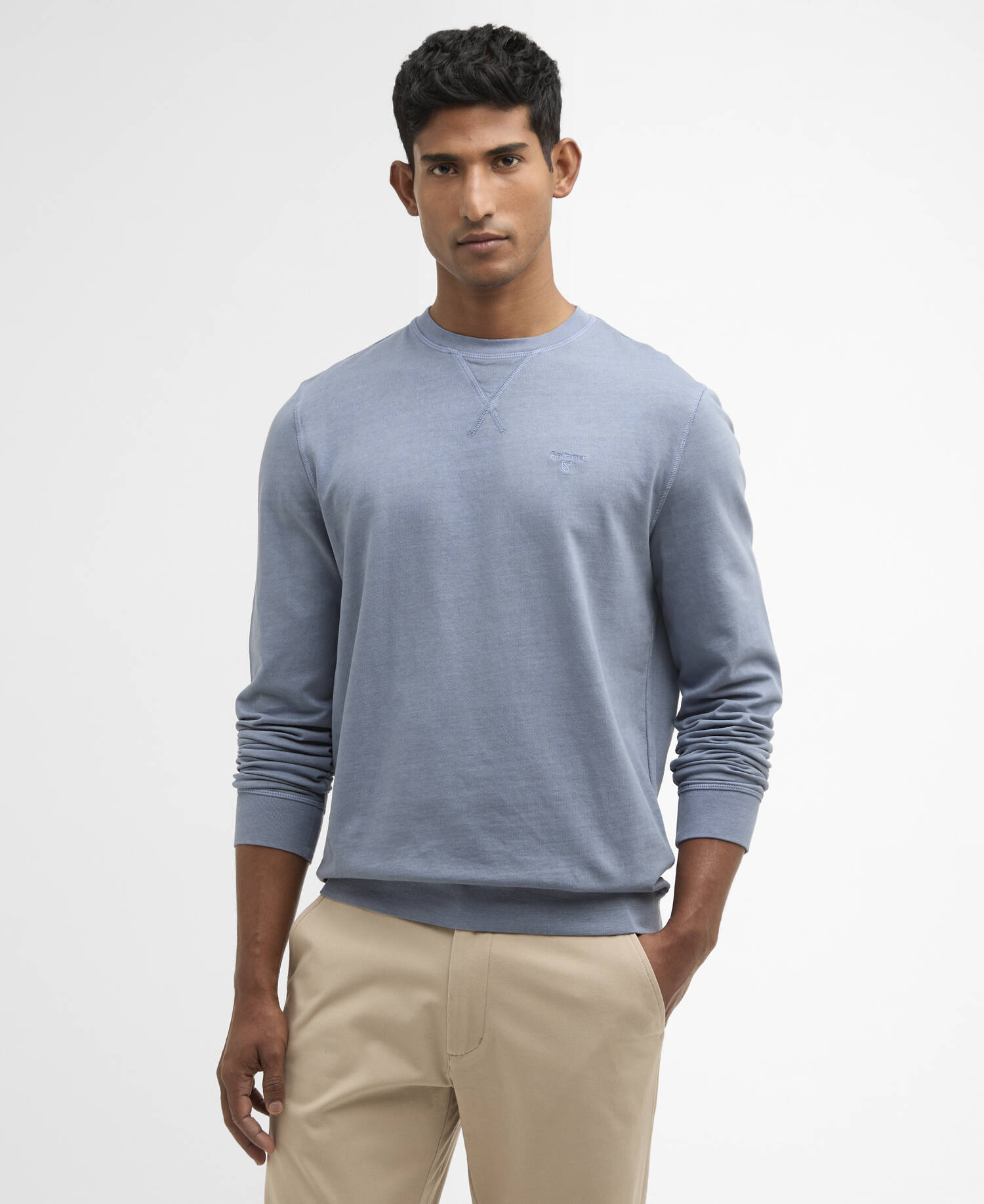 Sweatshirt Washed Tartan Rundhalsausschnitt Washed Blue image number 0