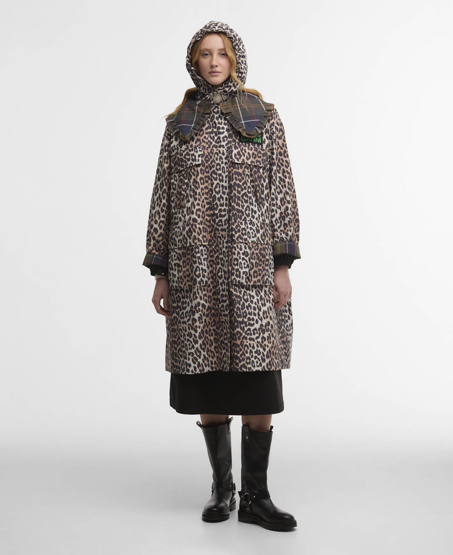 Barbour x GANNI Leopard Print Waterproof Parka Jacket image number 1