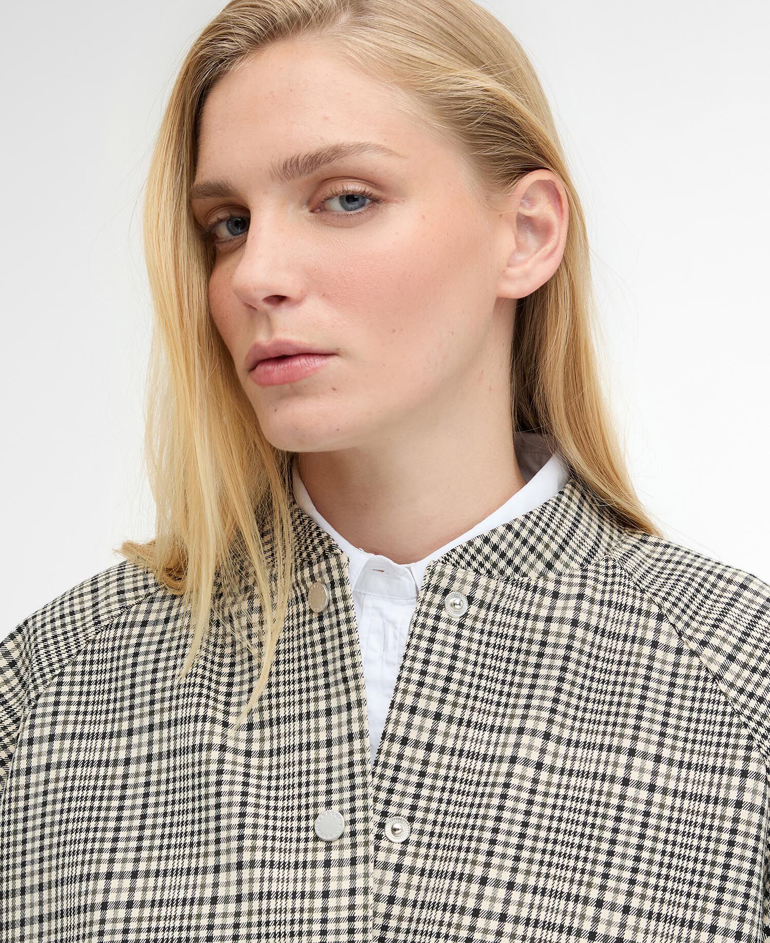 Leyburn Check Showerproof Bomber Jacket Olive Prince Of Wales/Bleached Olive