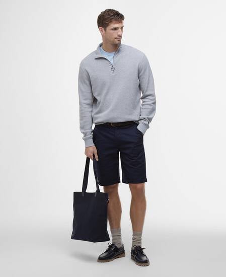 Pique Interlock Quarter-Zip Sweatshirt Grey Marl