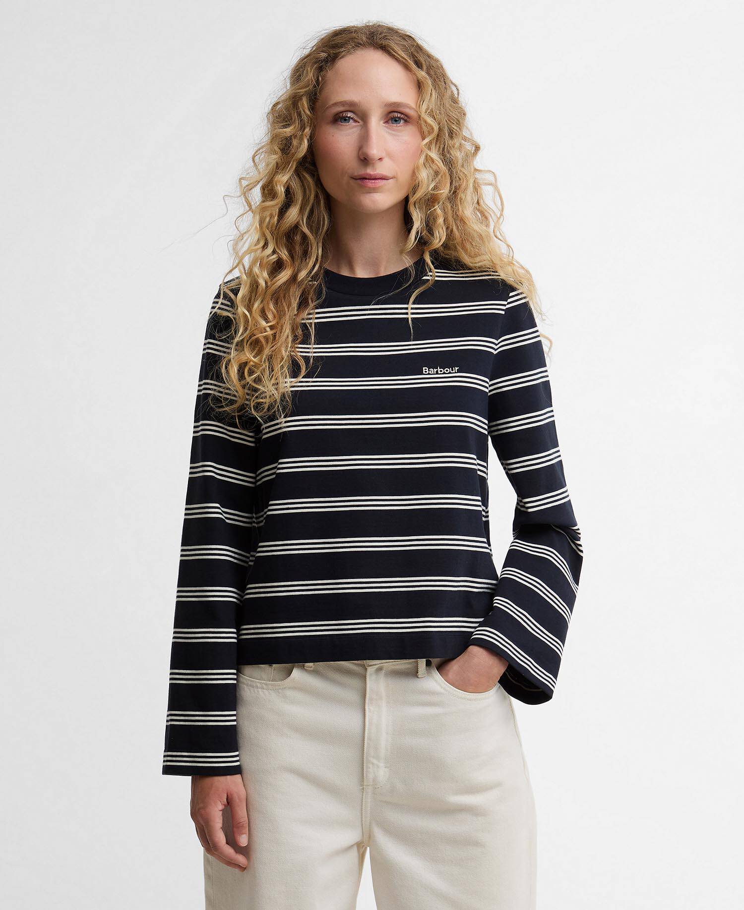 Dartmoor Striped Long-Sleeved T-Shirt Dark Navy/Original Ecru Stripe image number 0