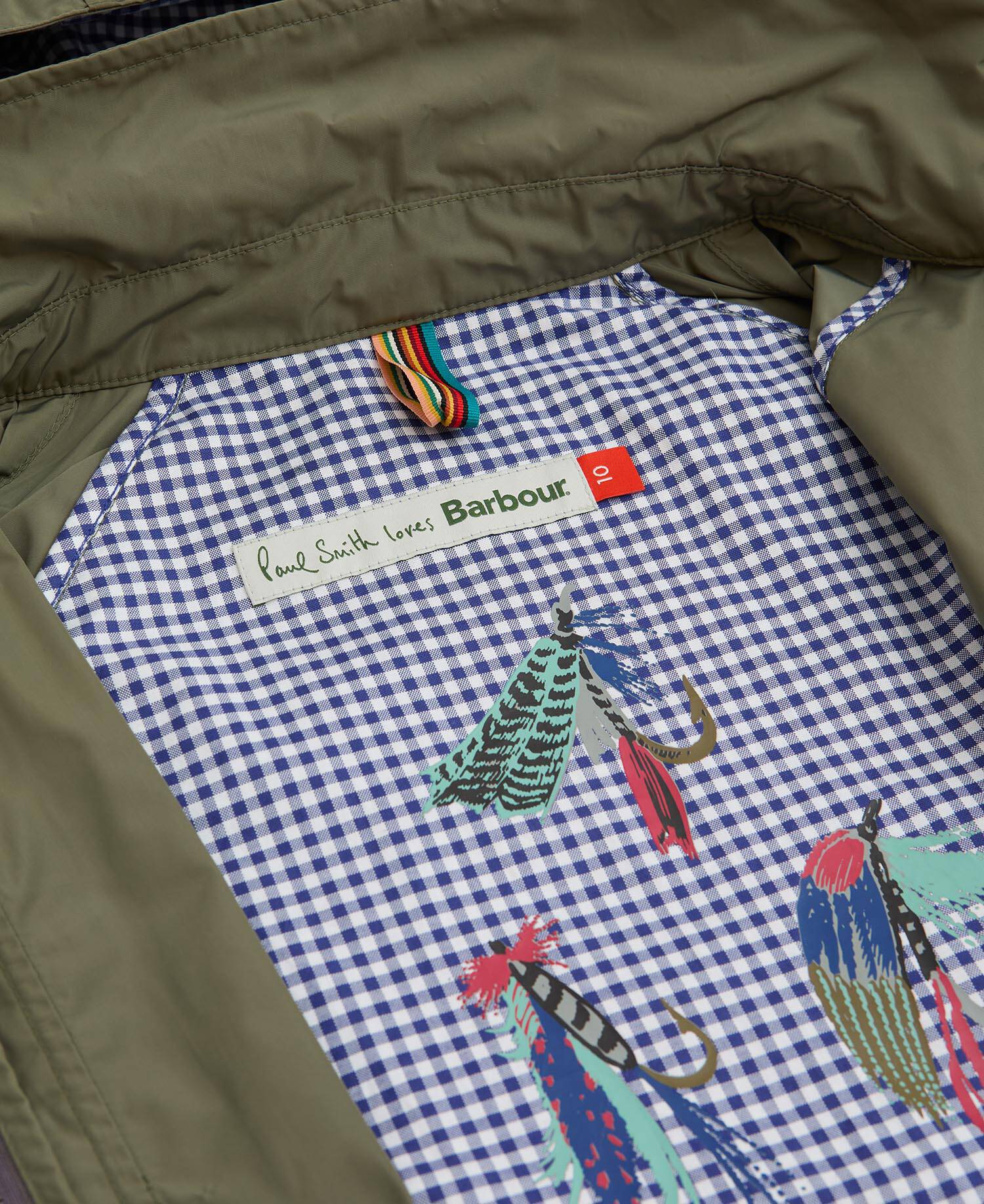 Paul Smith Loves Barbour Broomhill Showerproof Jacket Dusky Khaki/Navy/White Gingham image number 7