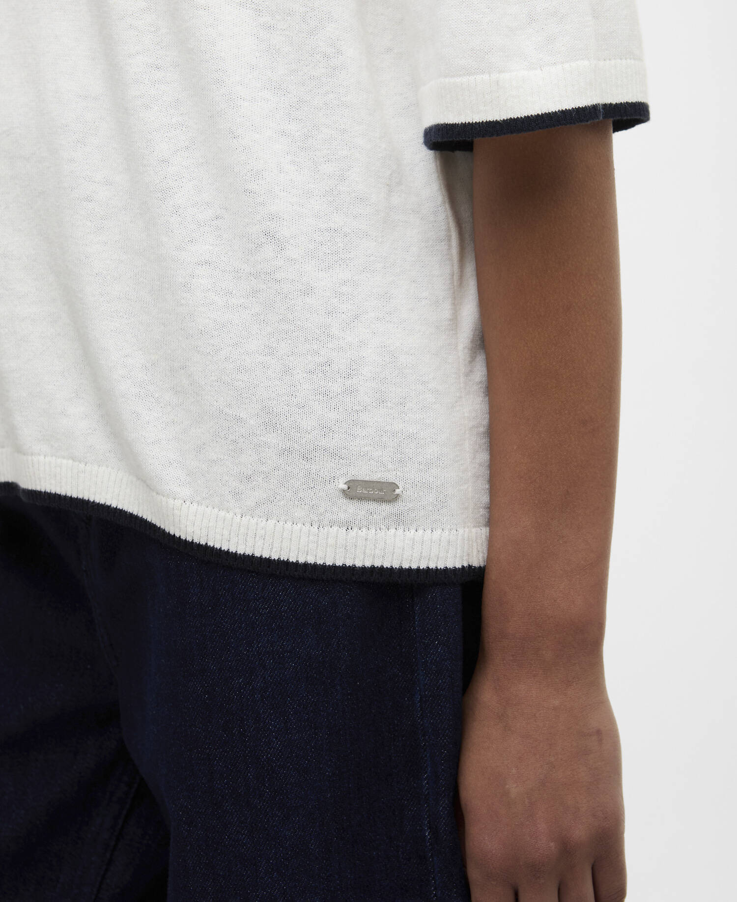 Verona Knitted T-Shirt Cloud/Dark Navy image number 5