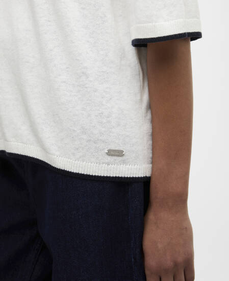 T-Shirt Verona Knitted Cloud/Dark Navy