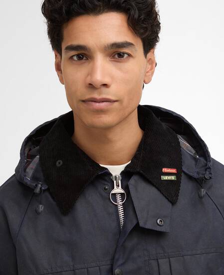 Barbour x Levi's Oversized Bedale Waxed Jacket Royal Navy