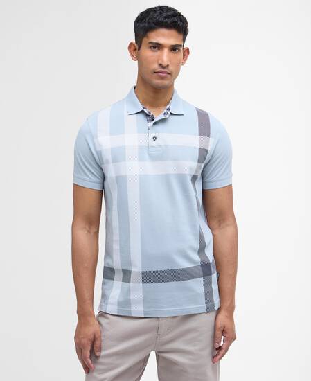 Blaine Tartan Short-Sleeved Polo Shirt Mineral Blue