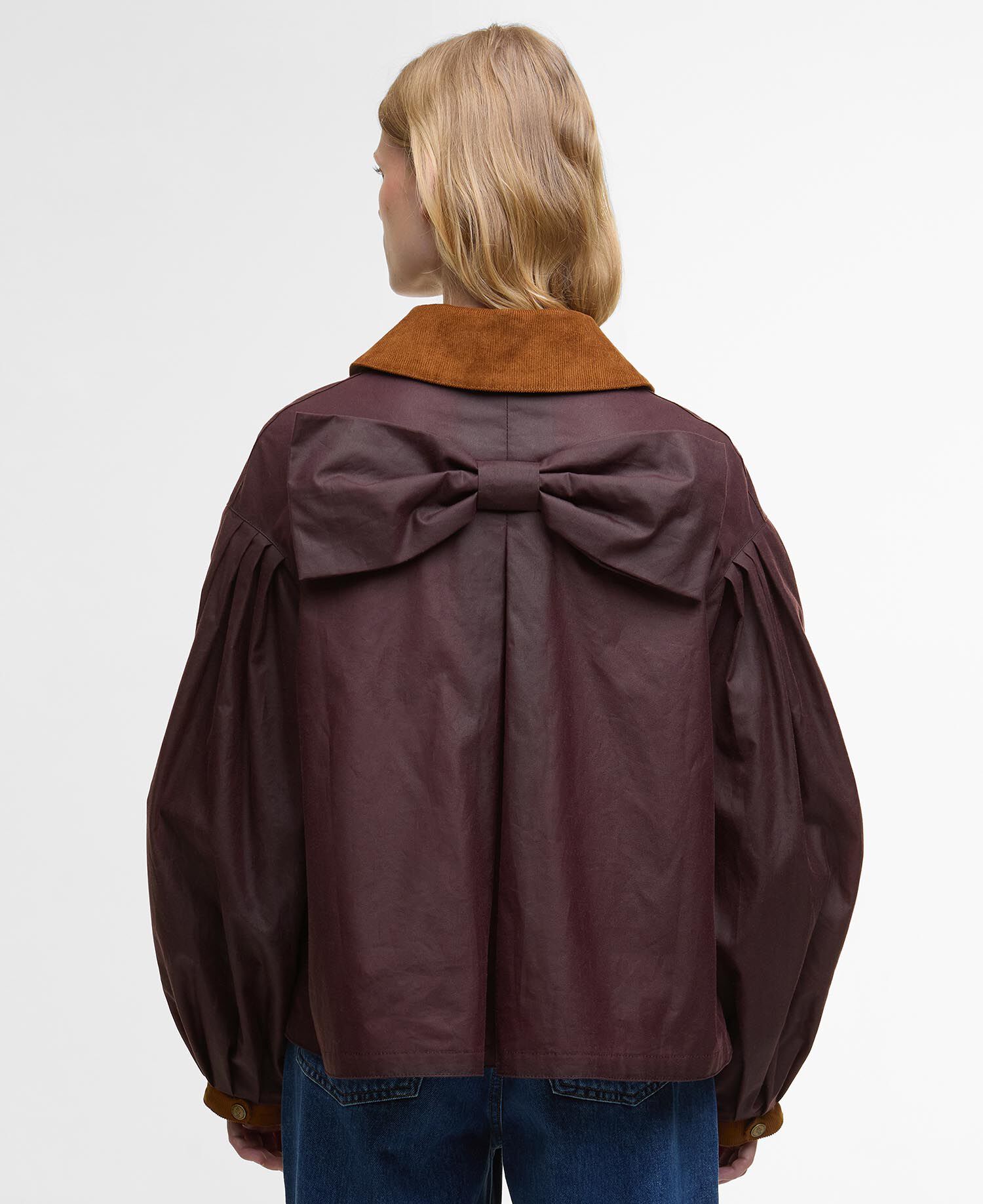 Barbour FARM Rio Thais Waxed Jacket Bordeaux/Cream Heart Print