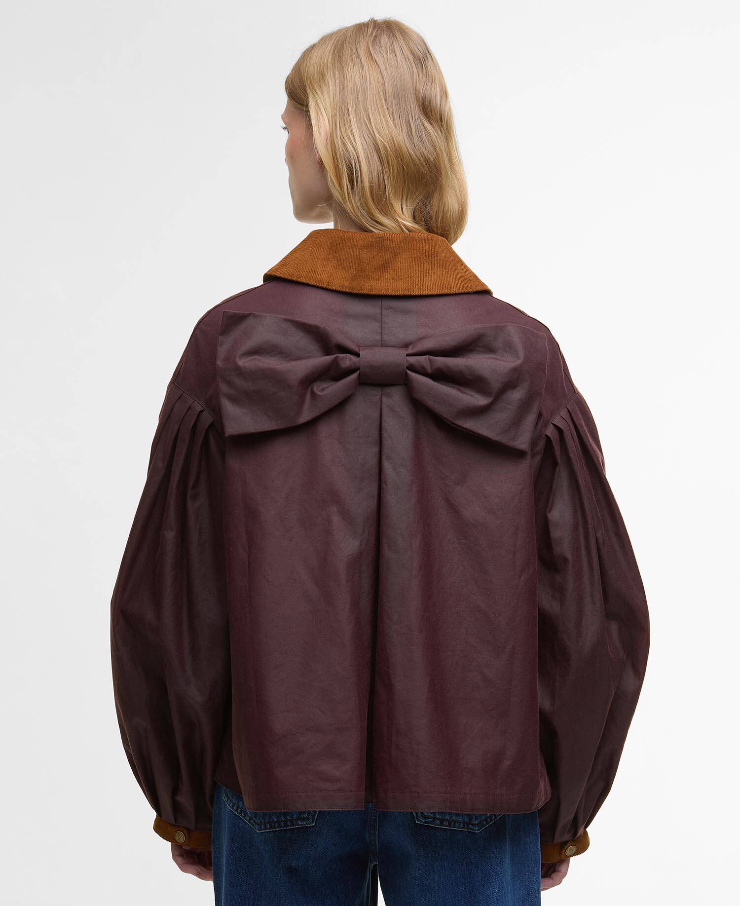 Barbour FARM Rio Thais Waxed Jacket Bordeaux/Cream Heart Print image number 2