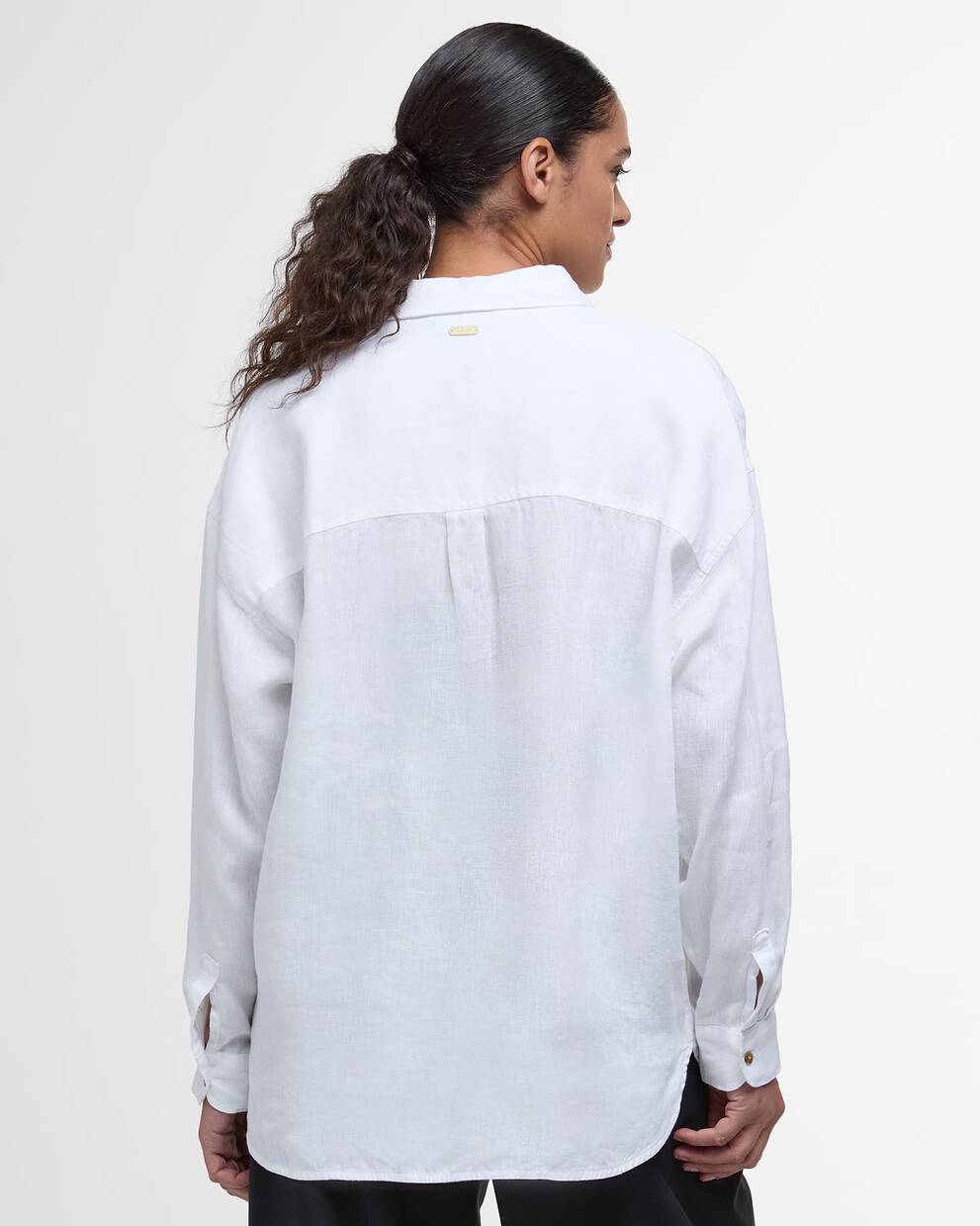 Hampton Relaxed Linen Shirt White/Safari Dress Tartan