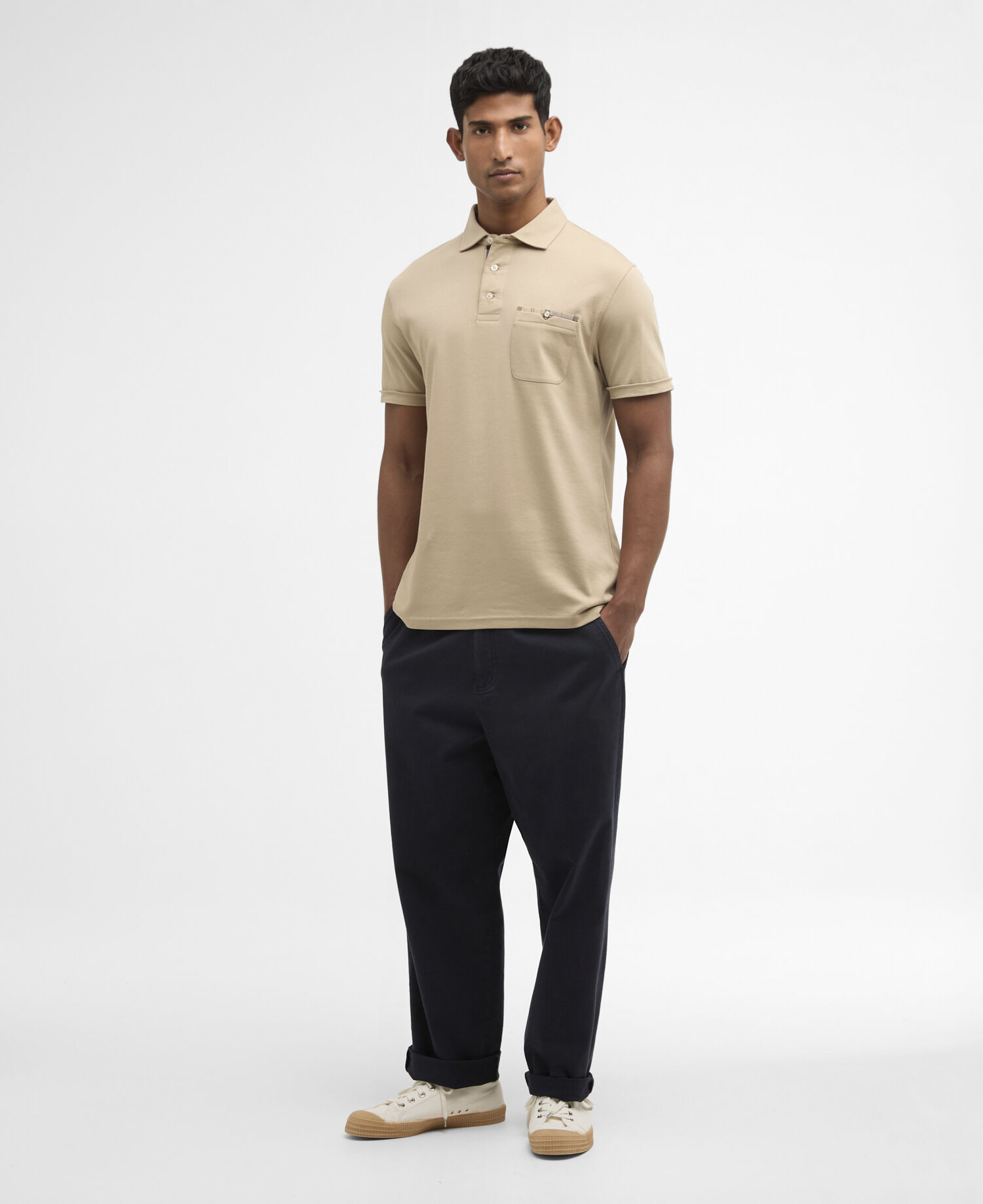 Poloshirt Corpatch Tailored Washed Stone