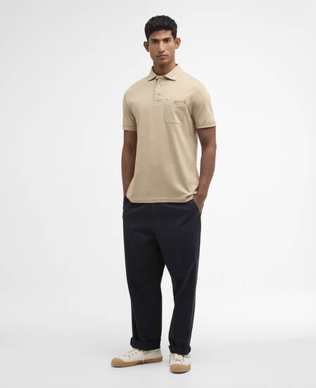 Polo Corpatch a maniche corte leggermente aderente Washed Stone