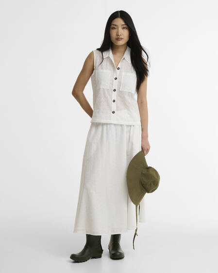 Melody Midi Skirt White