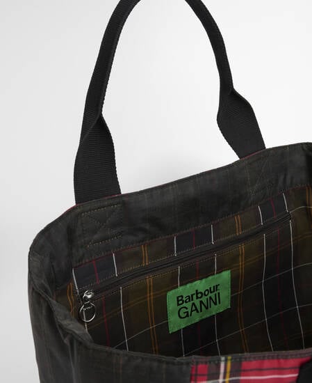 Barbour x GANNI Waxed Tote Bag Classic/Royal Stewart Tartan
