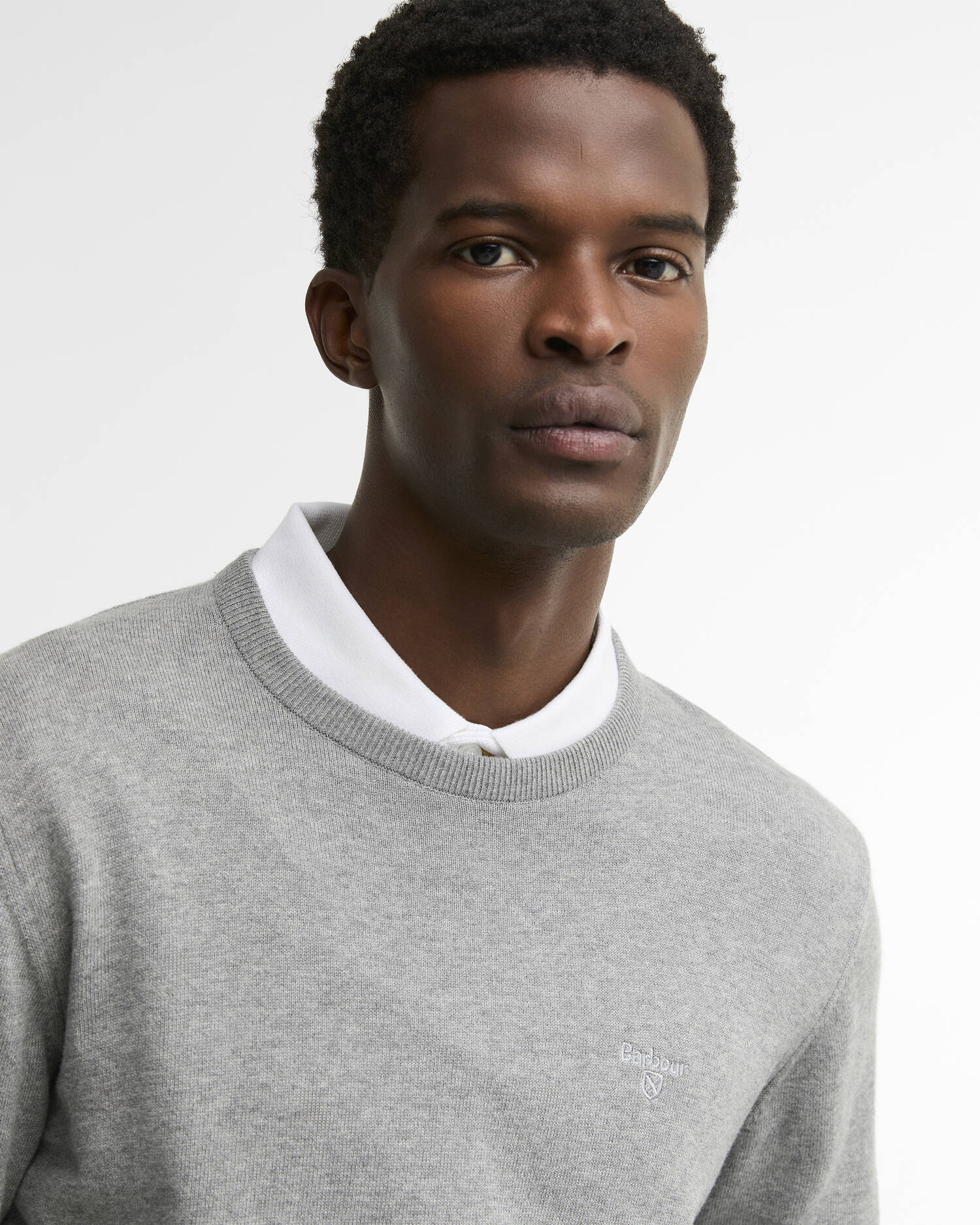 Pima Cotton Crew Neck Jumper Classic Grey image number 2