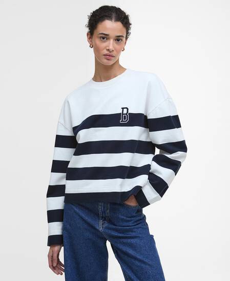 Felpa Faye con motivo a righe Cloud/Navy Stripe