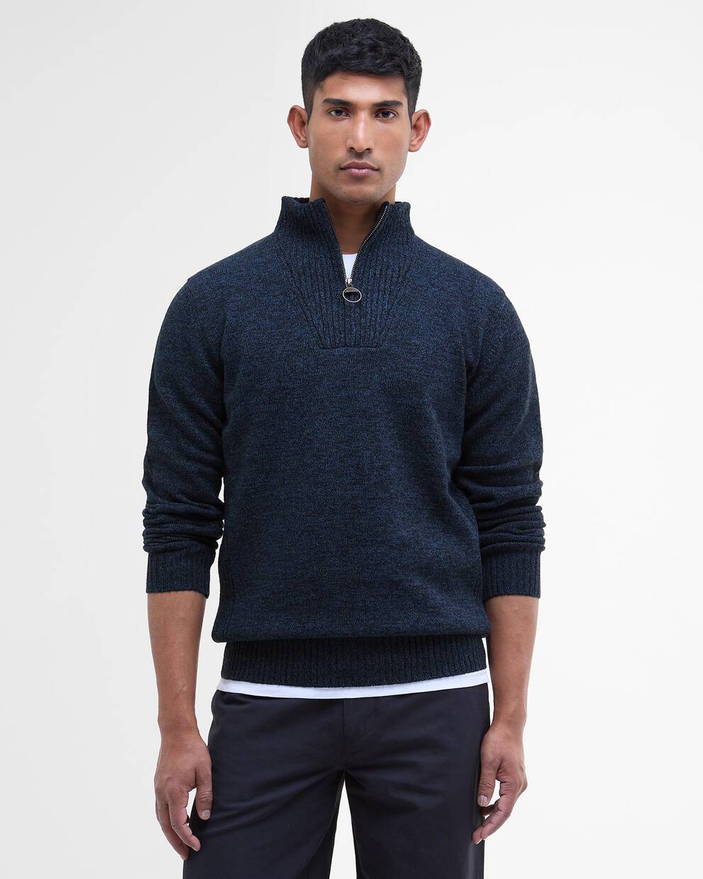 Maglione con mezza zip in lana d'agnello Essential