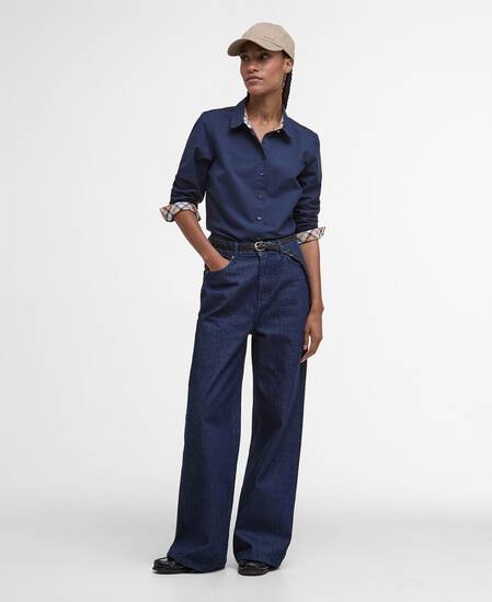 Lavender Tailored Long-Sleeved Shirt Navy/Hessian