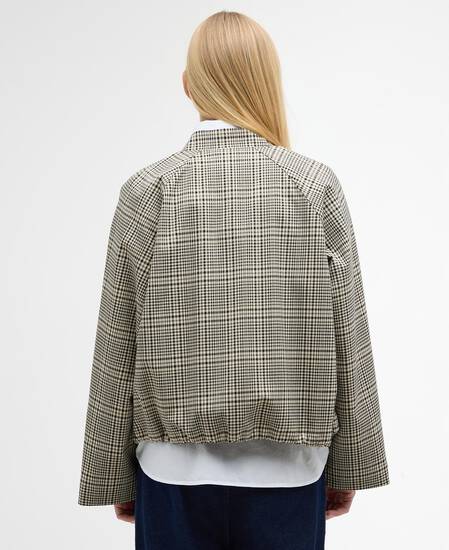 Leyburn Check Showerproof Bomber Jacket Olive Prince Of Wales/Bleached Olive