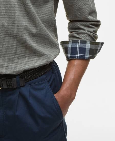 Huntly Houndstooth Tailored Shirt Olive