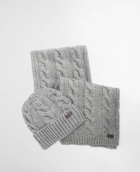 Jesmond Beanie and Scarf Gift Set Mid Grey