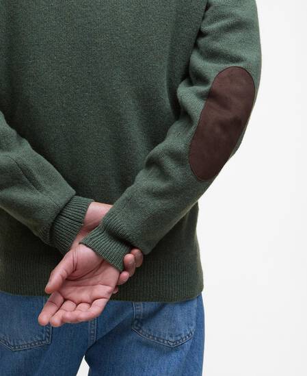 Essential Elbow-Patch Cardigan Olive
