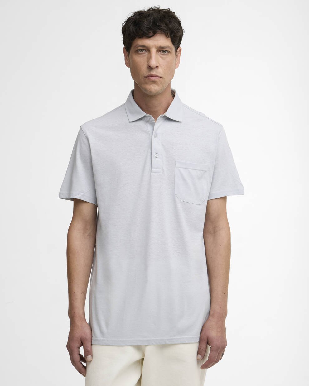 Polo Steventon in misto lino con vestibilit&agrave; leggermente aderente