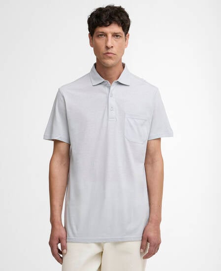 Steventon Linen Blend Tailored Polo Shirt Blue Haze