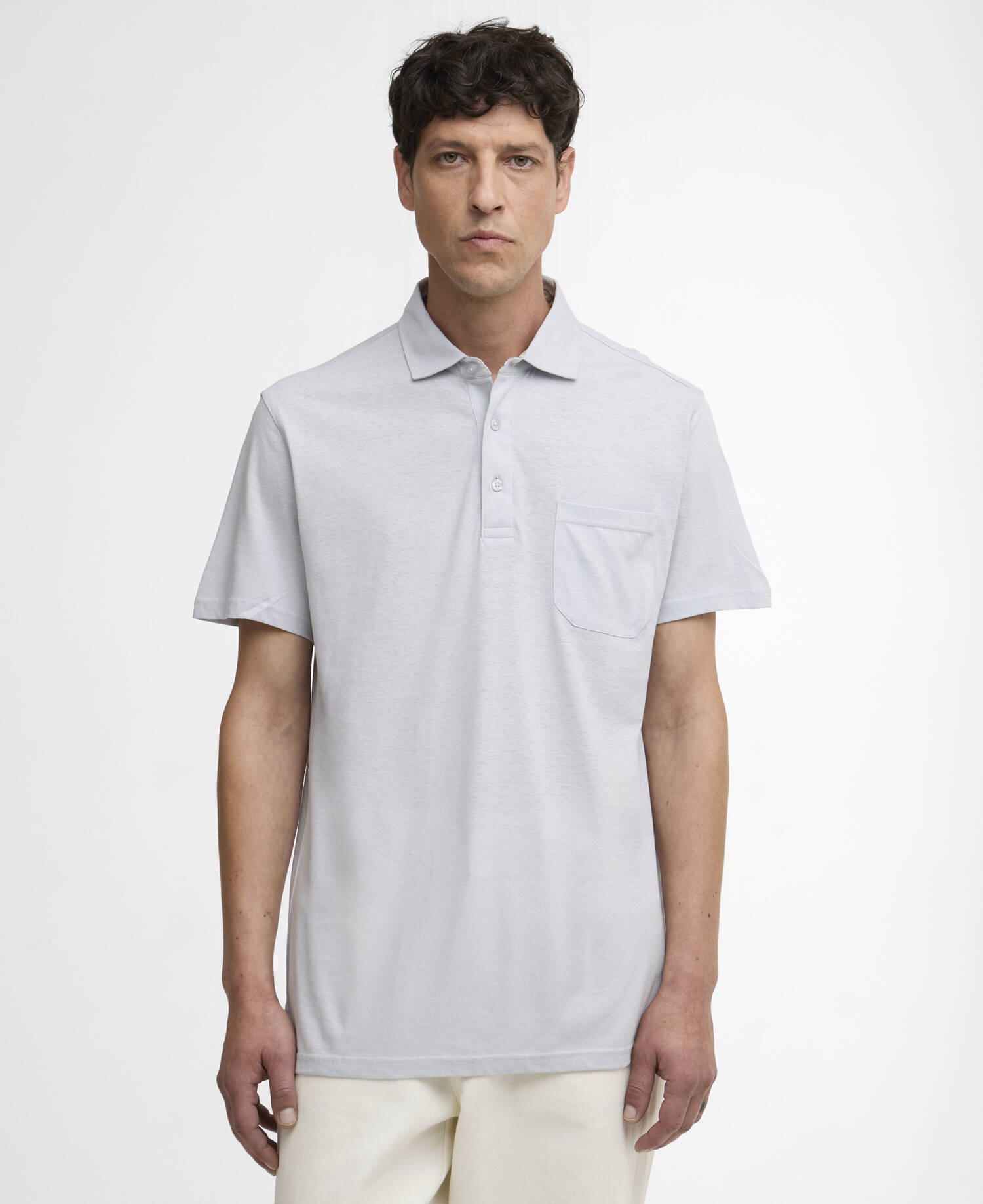 Polo Steventon in misto lino con vestibilit&agrave; leggermente aderente image number 0