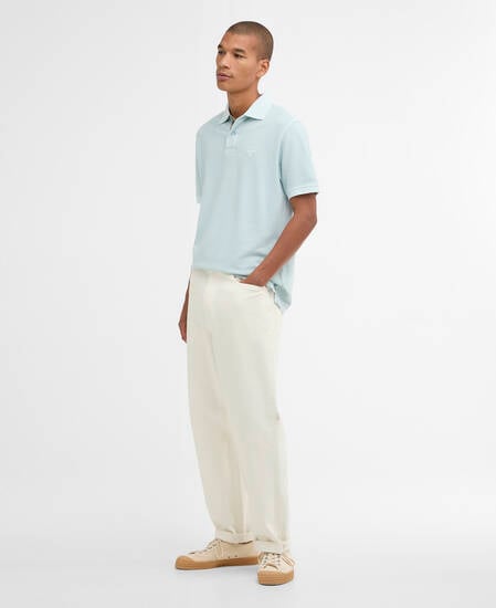 Poloshirt Washed Tartan Tailored Pique Washed Sky