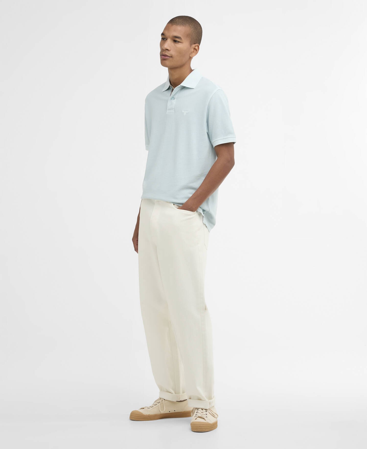 Washed Tartan Tailored Pique Polo image number 1