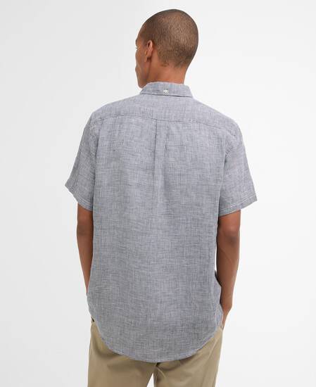 Camicia a maniche corte in lino leggermente aderente Linton Dark Navy