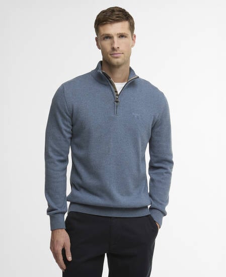 Cotton Quarter-Zip Jumper Dusk Blue