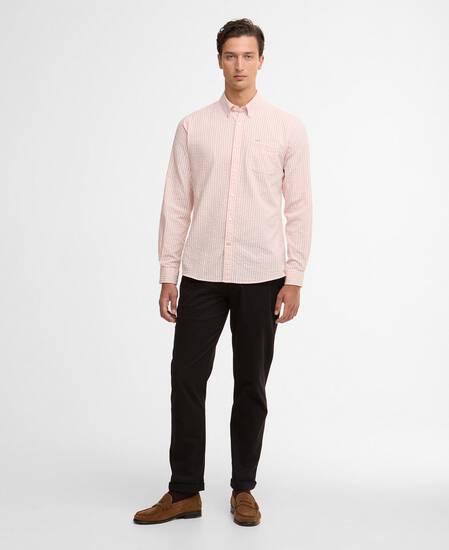 Camicia Cresswell a maniche lunghe in seersucker leggermente aderente Mineral Pink
