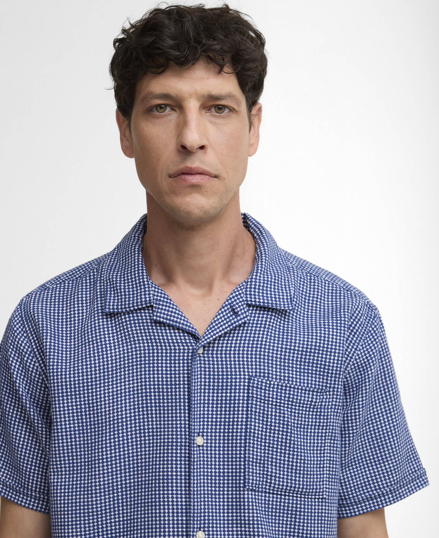 Rudbeck Textured Short-Sleeved Shirt Navy image number 3
