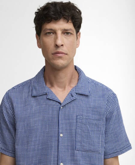 Rudbeck Textured Short-Sleeved Shirt Navy