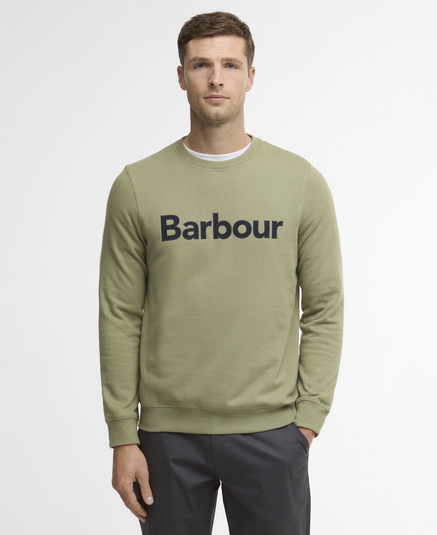 Sweatshirt Pique Logo Laurel Green