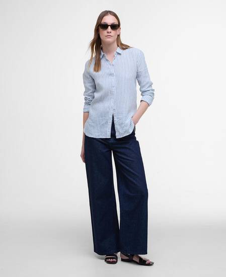 Camicia a maniche lunghe Marine dalla vestibilità comoda Chambray/White