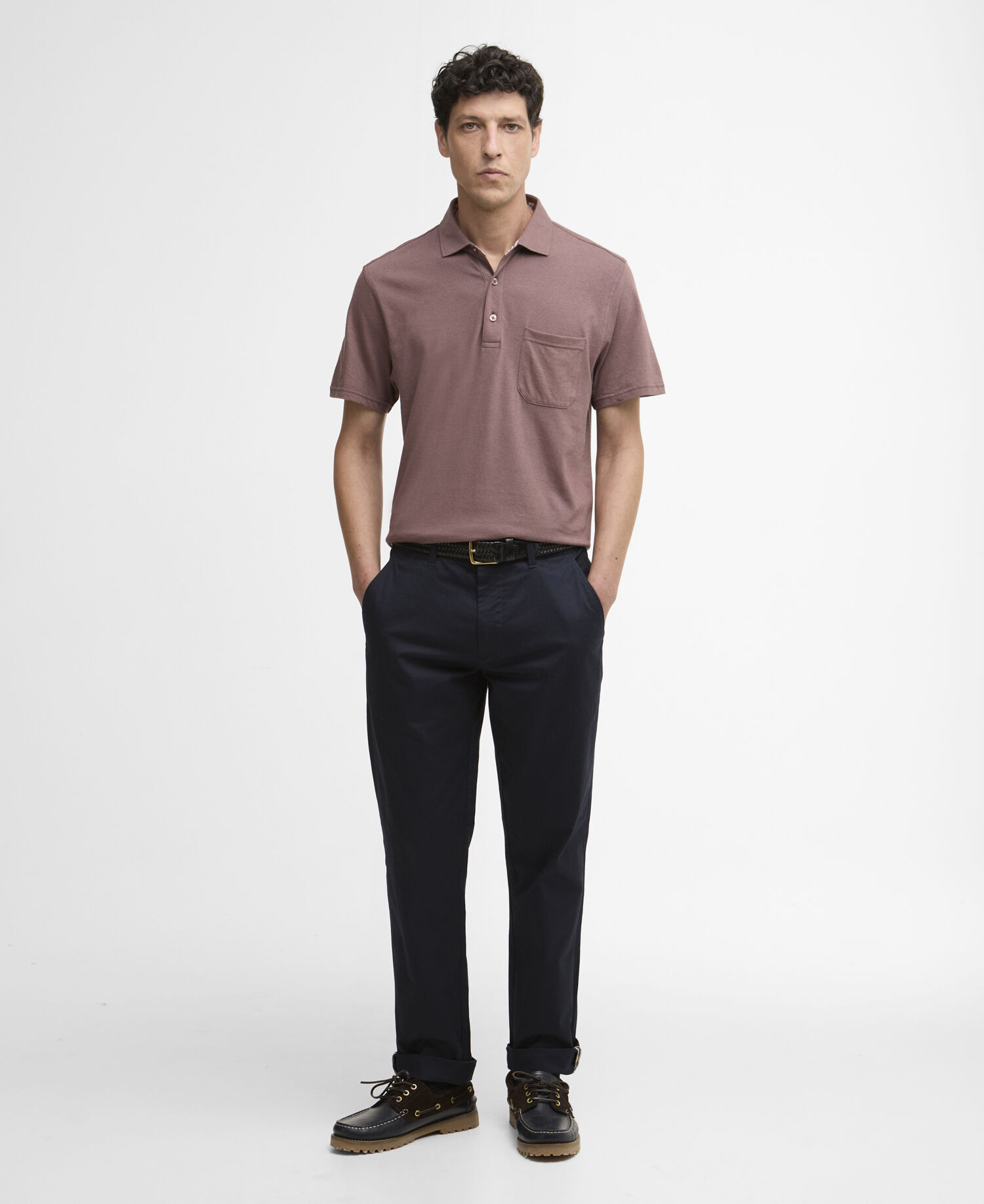Steventon Linen Blend Tailored Polo Shirt Peppercorn