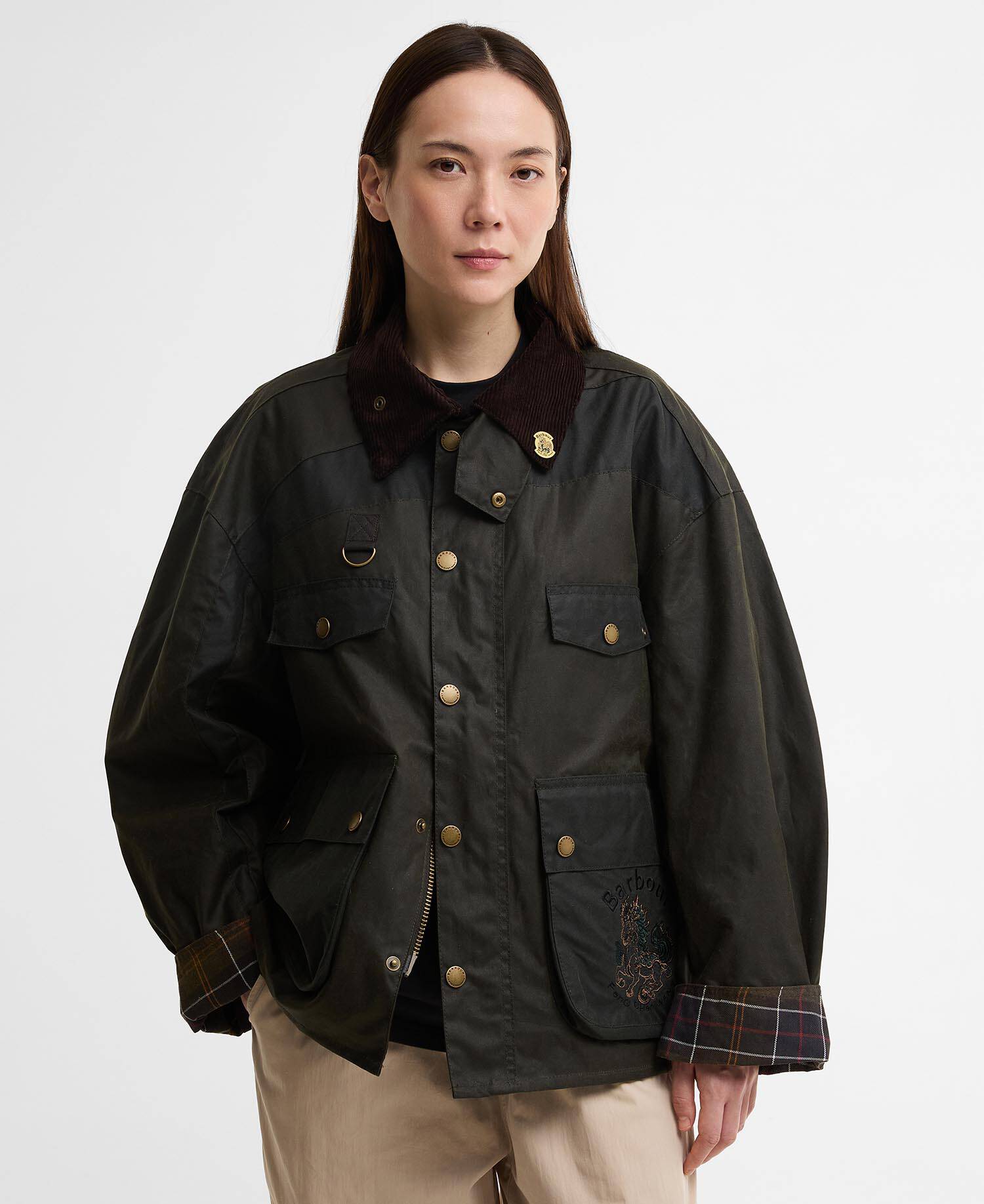 Barbour x Feng Chen Wang Porter Waxed Jacket Archive Olive image number 2