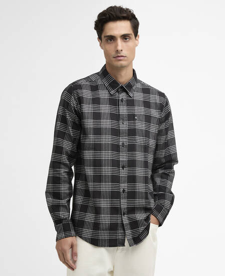 Heanes Waffle Check Long-Sleeved Shirt Black