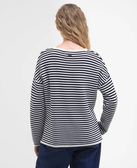 Marine Striped Crew Neck Jumper Navy Stripe