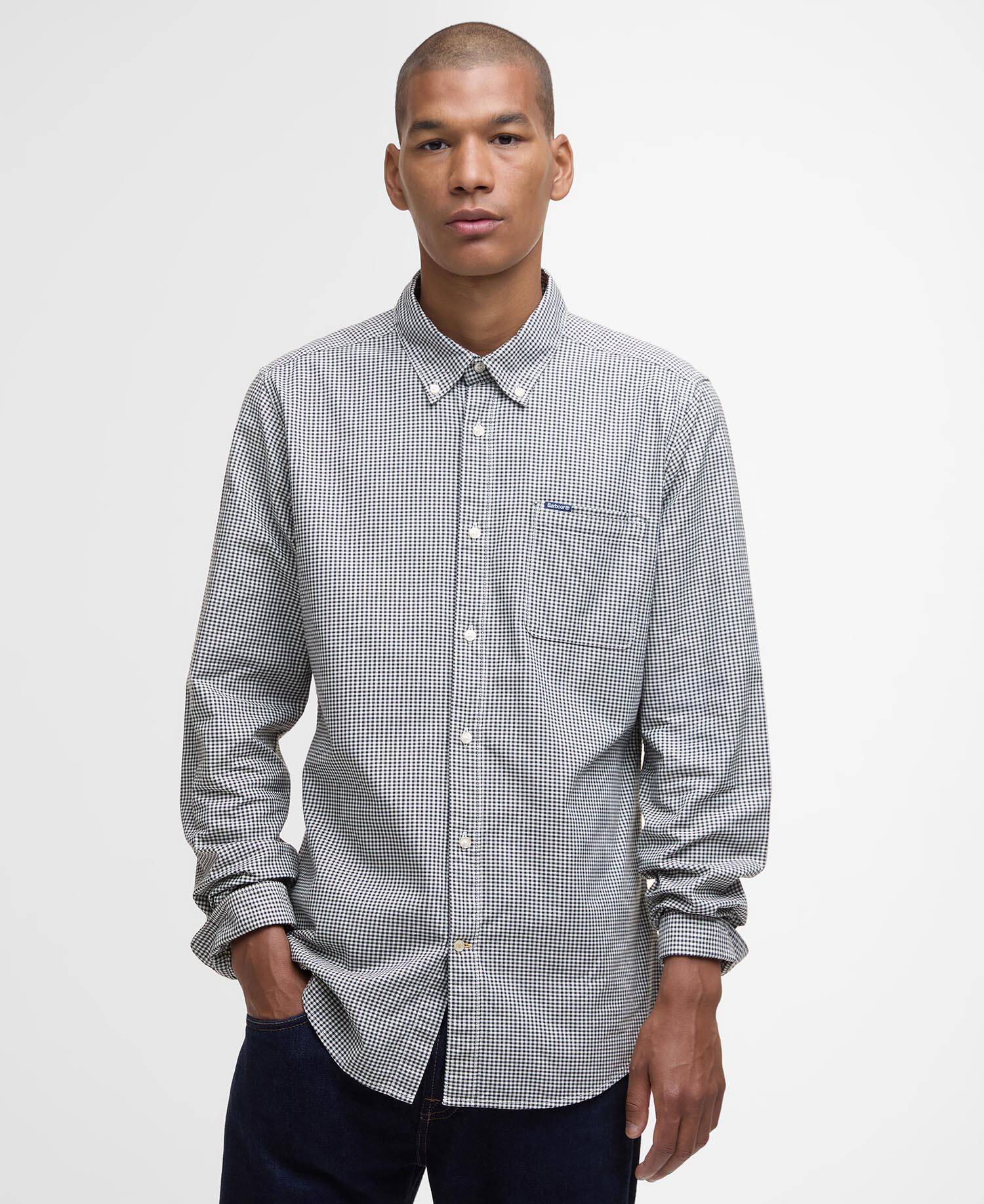 Halton Gingham Tailored Shirt Olive image number 0
