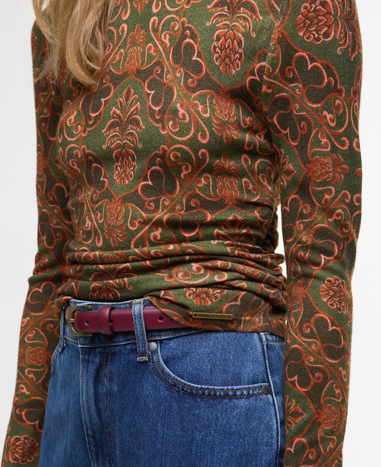 Barbour FARM Rio Luana Long-Sleeved Knitted Top Pineapple Print