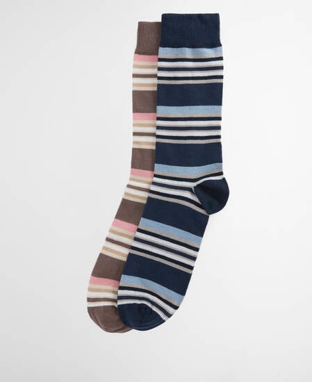 Summer Stripe 2 Pack Socks Pink/Navy Stripe
