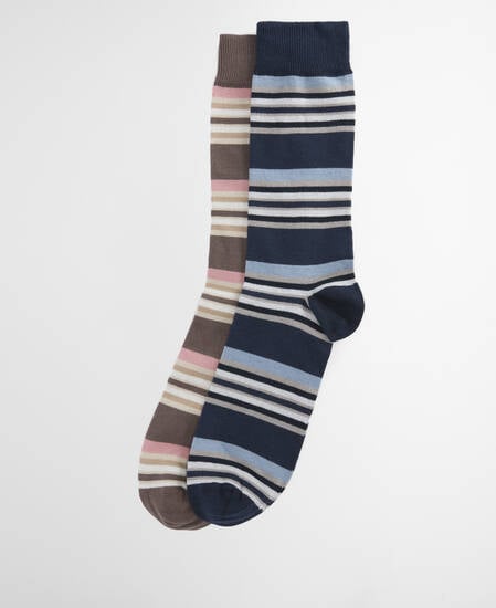 Summer Stripe 2 Pack Socks Pink/Navy Stripe