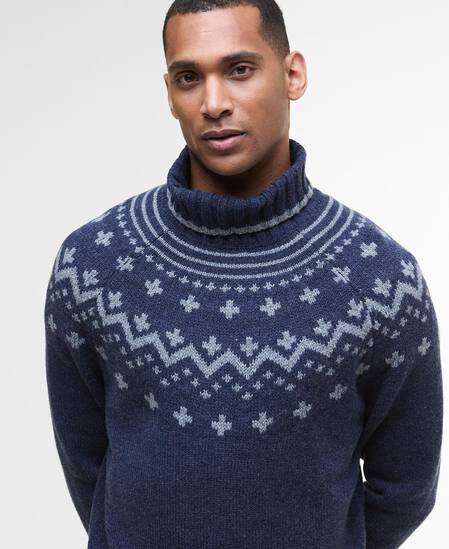 Hewton Fair Isle Roll Neck Jumper Navy