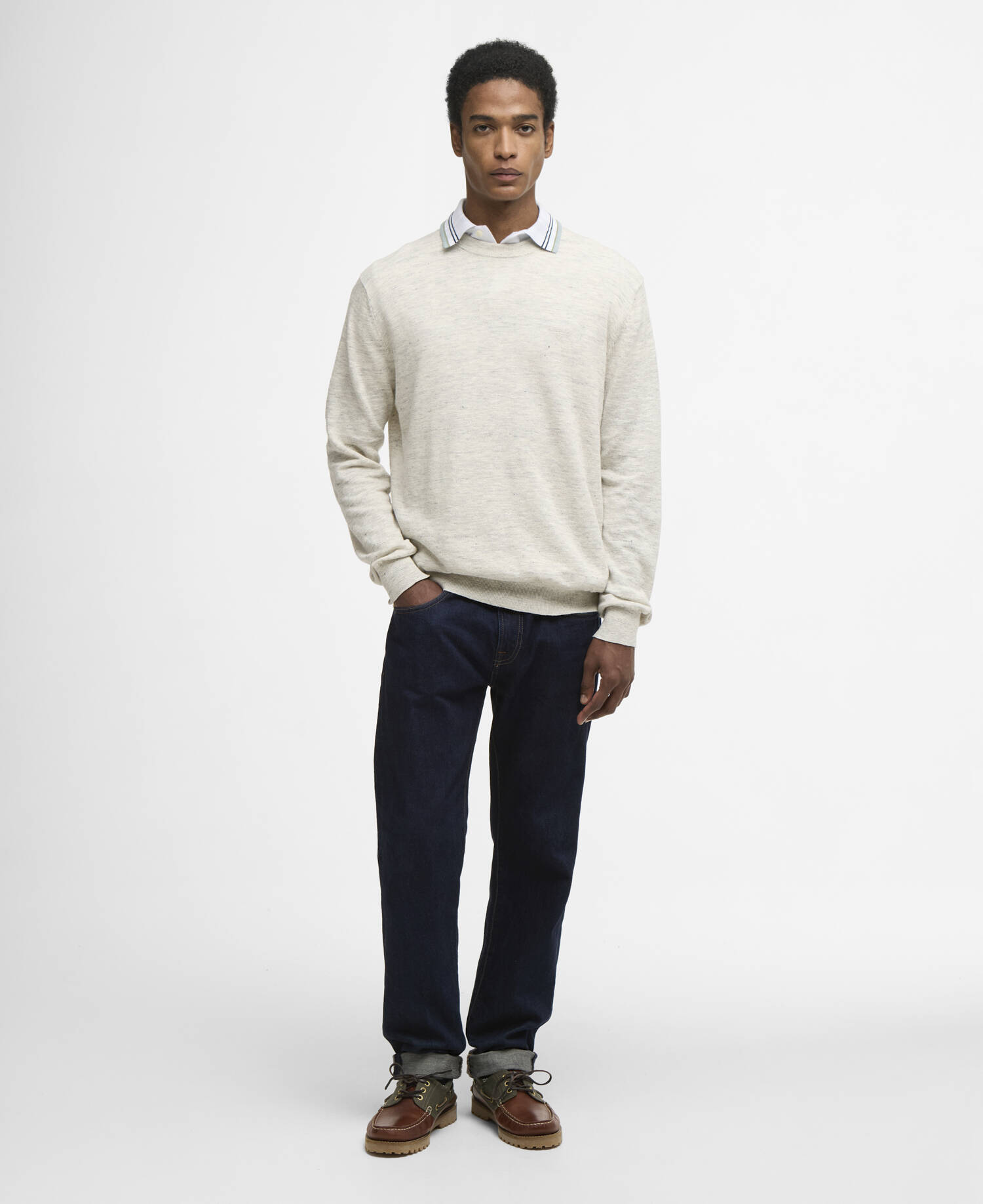 Flaxby Linen Blend Crew Neck Neutral image number 1