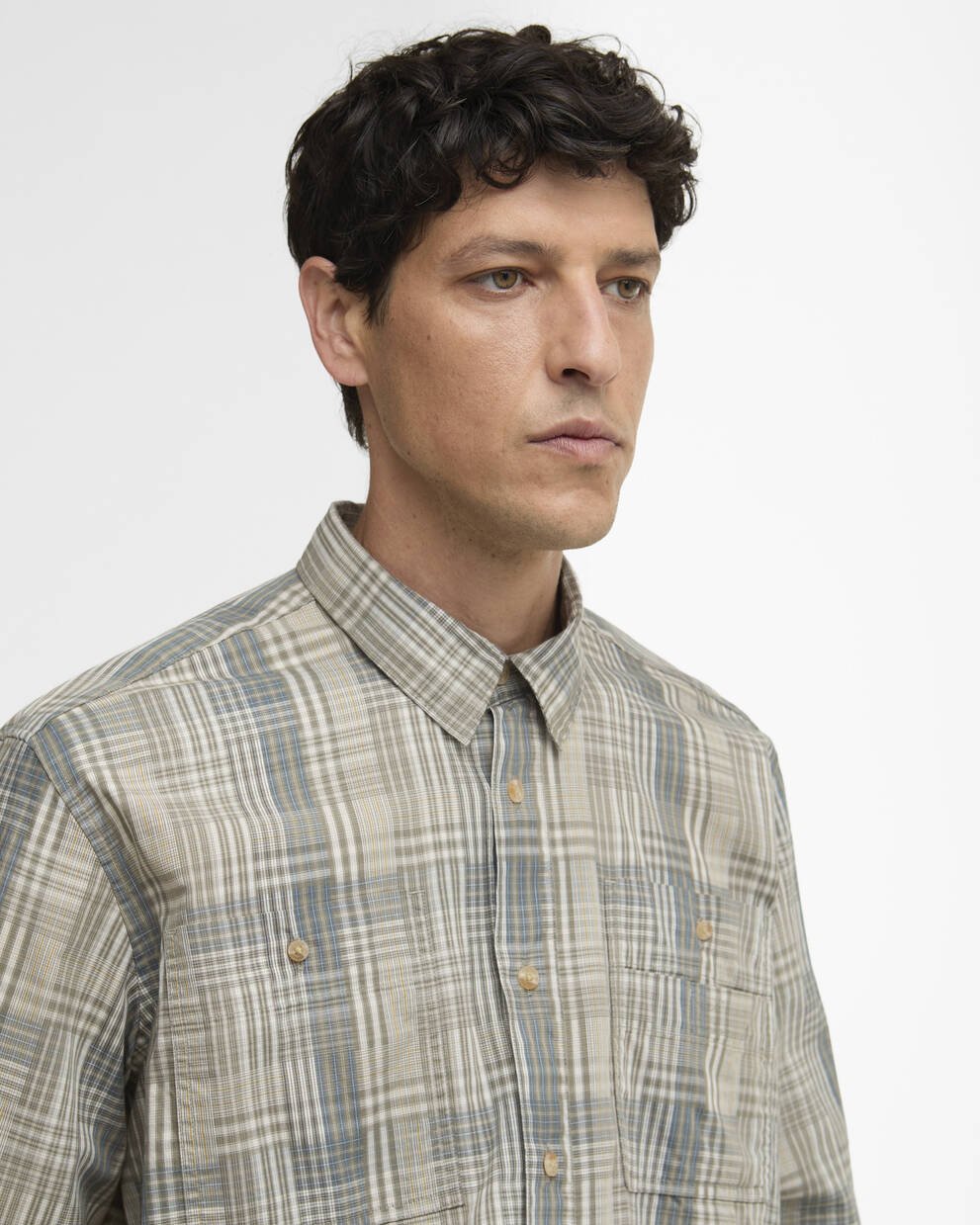 Maxwell Checked Patch Long-Sleeved Relaxed Shirt