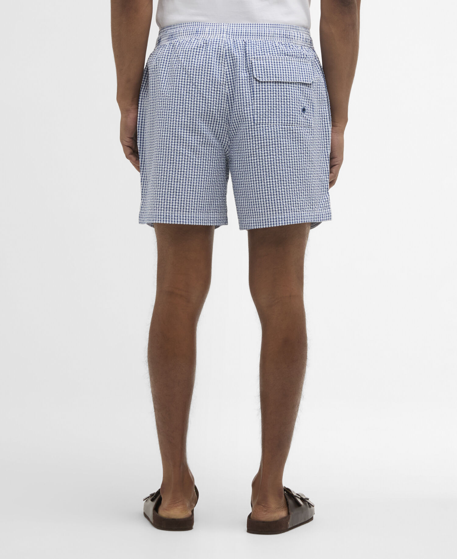 Gingham Seersucker Swim Short Sailboat Blue